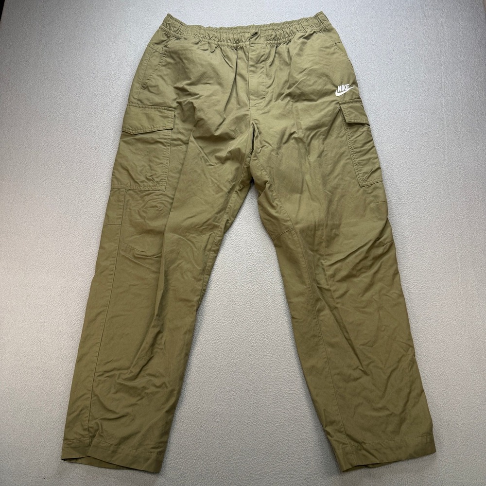 Nike Cargo Pants Mens XL Green Woven Utility Athletic Outdoor Activewear Joggers